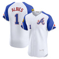 Atlanta Braves #1 Ozzie Albies White HOLBERT City Connect Elite Jersey