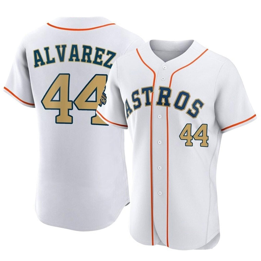 Houston Astros #44 Yordan Alvarez Player Gold HOLBERT Collection Limited Elite Home Stitched Jerseys