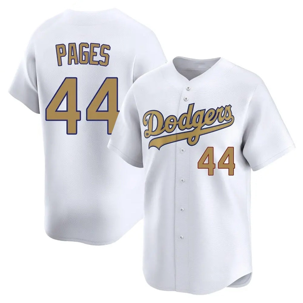 Los Angeles Dodgers #44 Andy Pages Player White Gold HOLBERT Collection Limited Home Stitched Jerseys