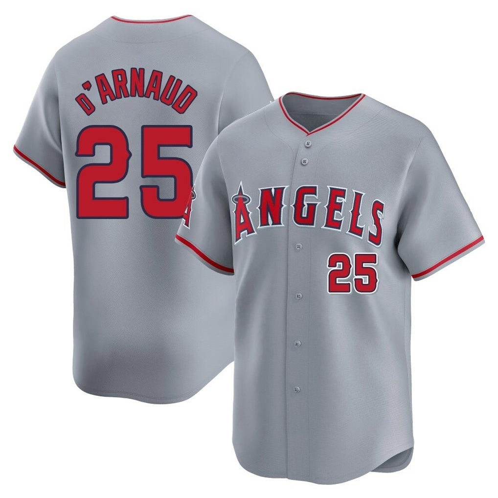 Los Angeles Angels #25 Travis d'Arnaud Player Gray HOLBERT Home Limited Stitched Jerseys
