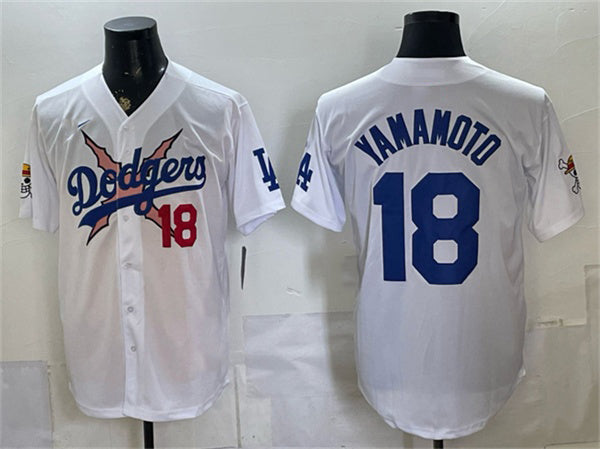 Los Angeles Dodgers x One Piece #18 Yoshinobu Yamamoto White HOLBERT Vapor Premier Limited Stitched Jersey