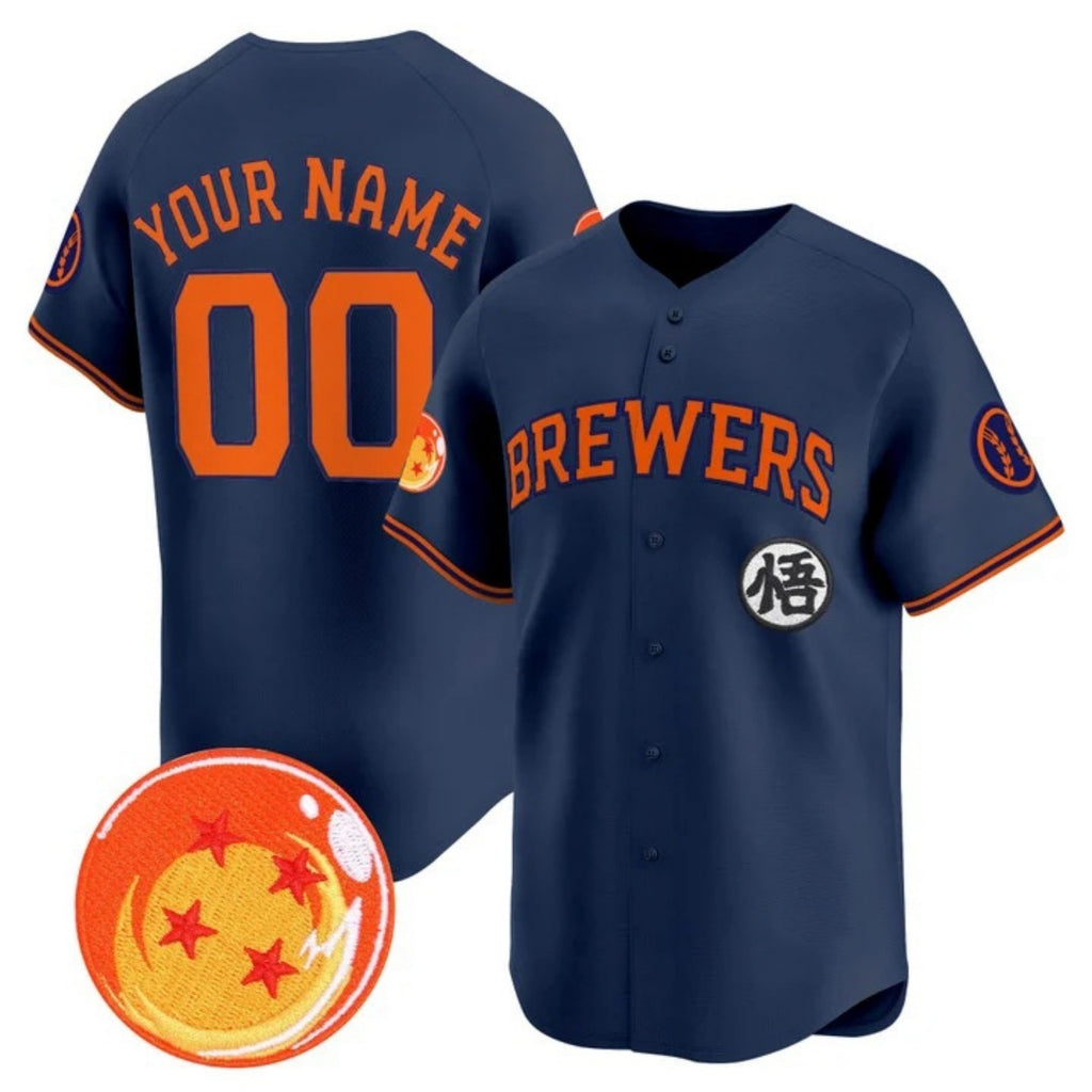 Custom Milwaukee Brewers x Dragon Ball Navy HOLBERT Vapor Premier Limited Jersey - All Stitched
