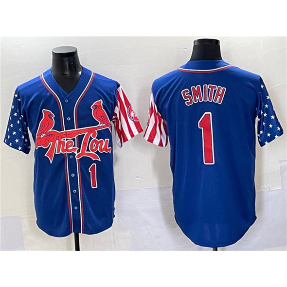 St. Louis Cardinals #1 Ozzie Smith Royal HOLBERT Independence Day Vapor Premier Limited Stitched Jersey