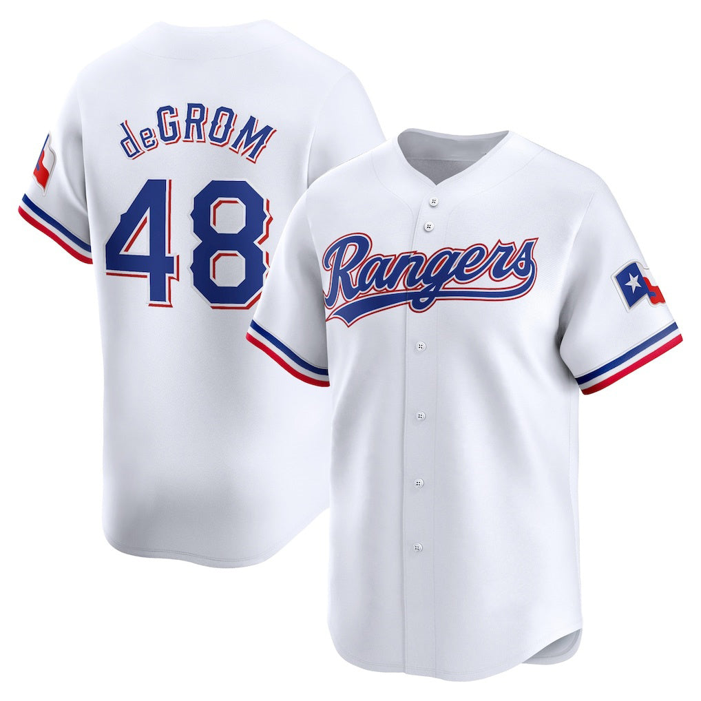Texas Rangers #48 Jacob deGrom White HOLBERT Home Limited Player Jersey