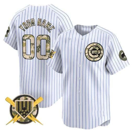 Custom Chicago Cubs Armed Forces Day Vapor Premier Limited Jersey ¨C White HOLBERT