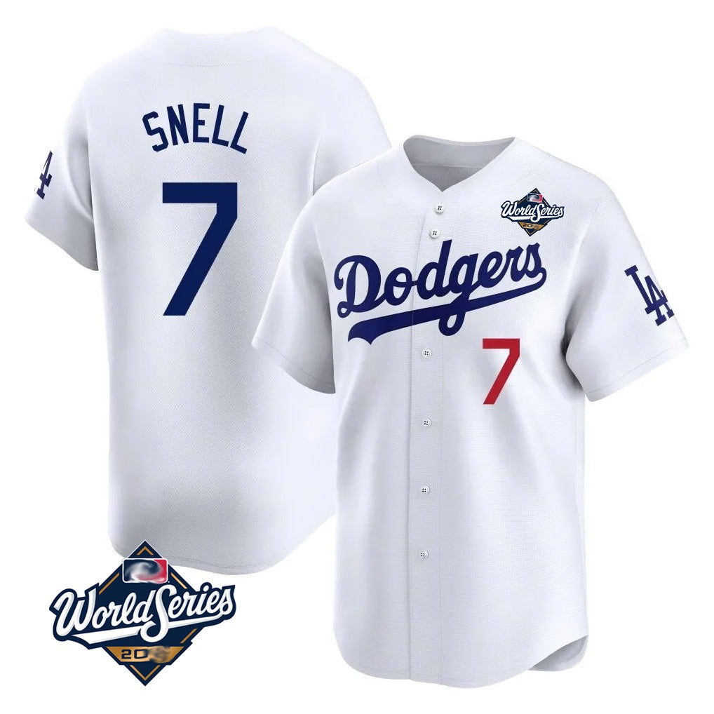 Los Angeles Dodgers #7 Blake Snell Player White HOLBERT Game Limited World Series Home Stitched Jerseys