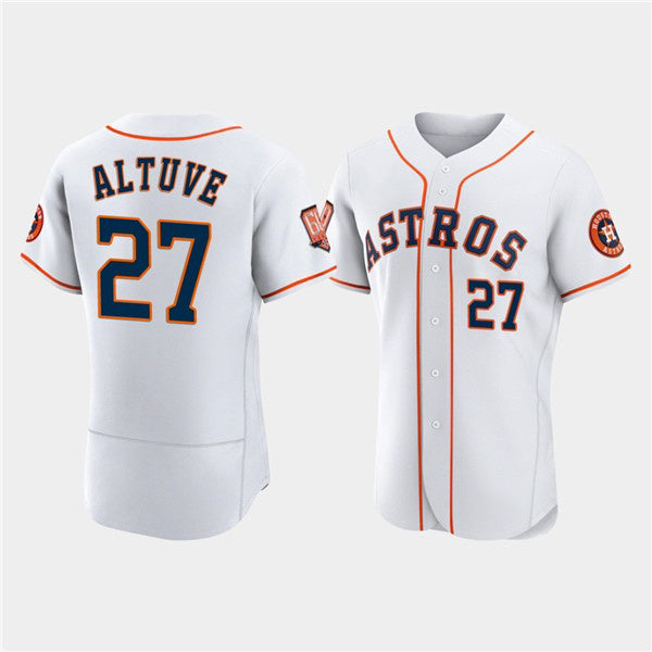 Houston Astros #27 Jose Altuve White HOLBERT 60th Anniversary Flex Base Stitched Jersey