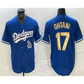 Los Angeles Dodgers #17 Shohei Ohtani Blue Gold HOLBERT Stitched Cool Base Jerseys