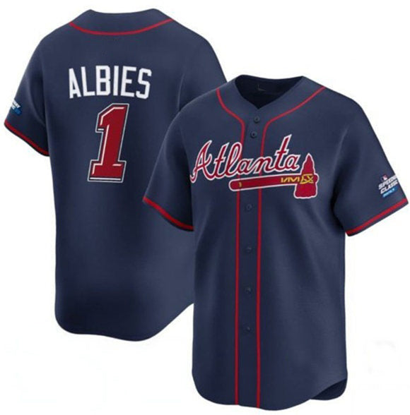 Atlanta Braves #1 Ozzie Albies Navy HOLBERT 2025 Speedway Classic Alternate Limited Stitched Jersey