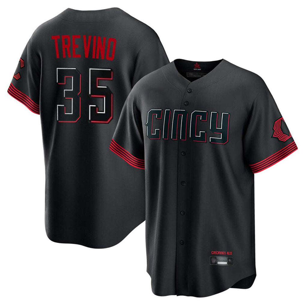 Cincinnati Reds #35 Jose Trevino Player Black HOLBERT City Connect Home Game Stitched Jerseys