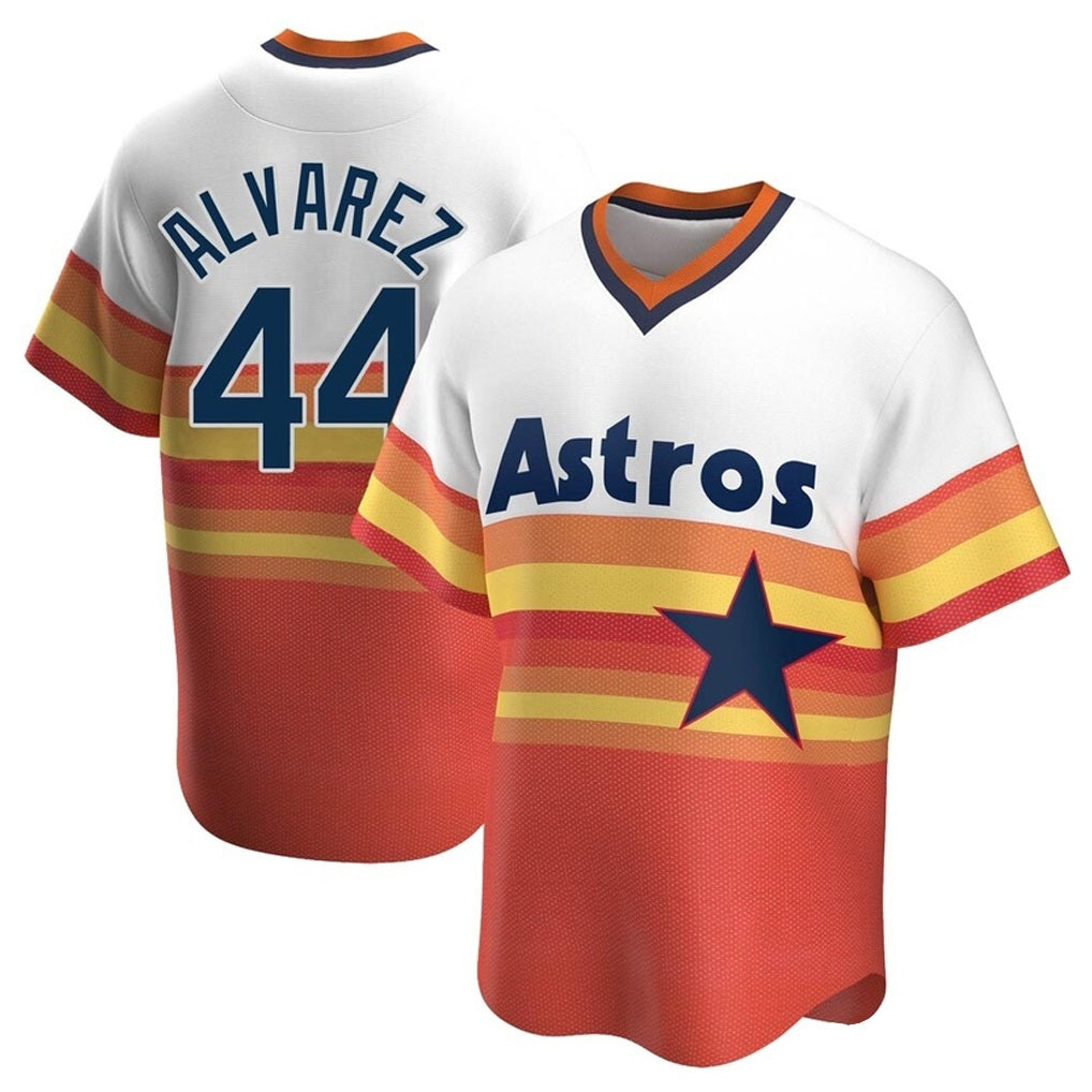 Houston Astros #44 Yordan Alvarez Player Rainbow Cooperstown Collection HOLBERT T-shirt Stitched Jerseys