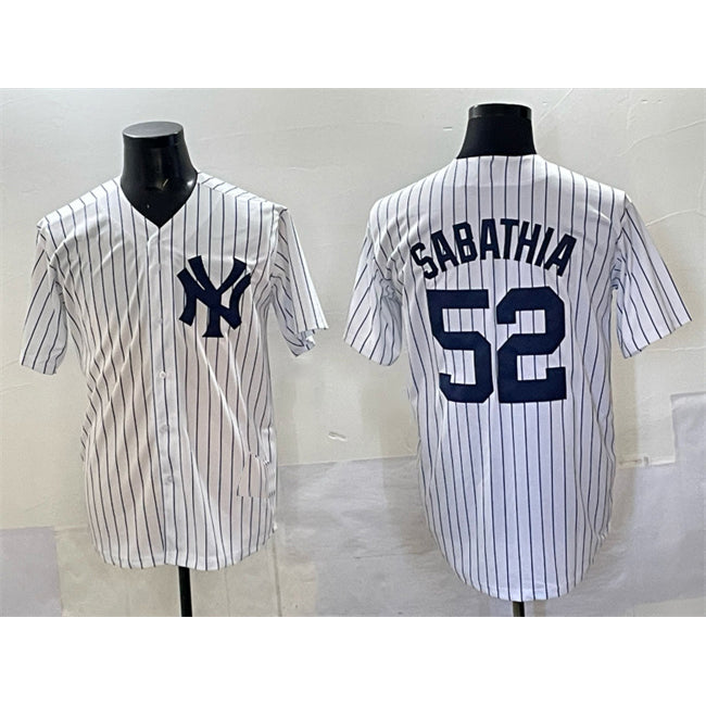 New York Yankees #52 C.C. Sabathia White HOLBERT Cool Base Stitched Jersey