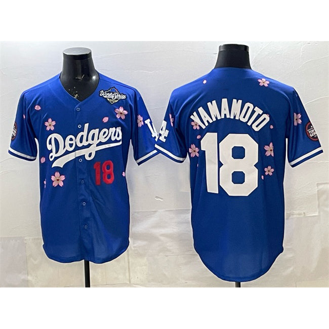 Los Angeles Dodgers #18 Yoshinobu Yamamoto Royal HOLBERT 2025 World Series Patch Tokyo Series Limited Stitched Jersey