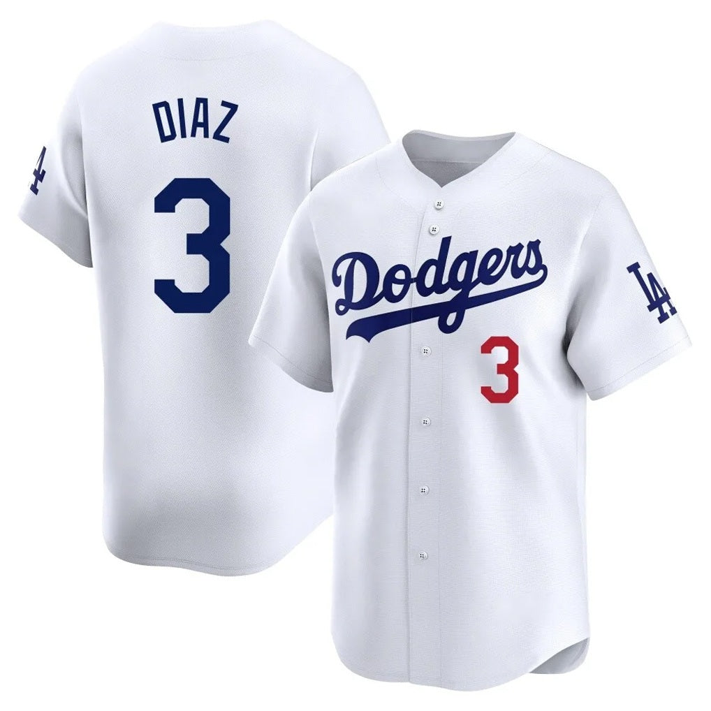 Los Angeles Dodgers #3 Edwin D¨ªaz Player White HOLBERT Limited Home Stitched Jerseys