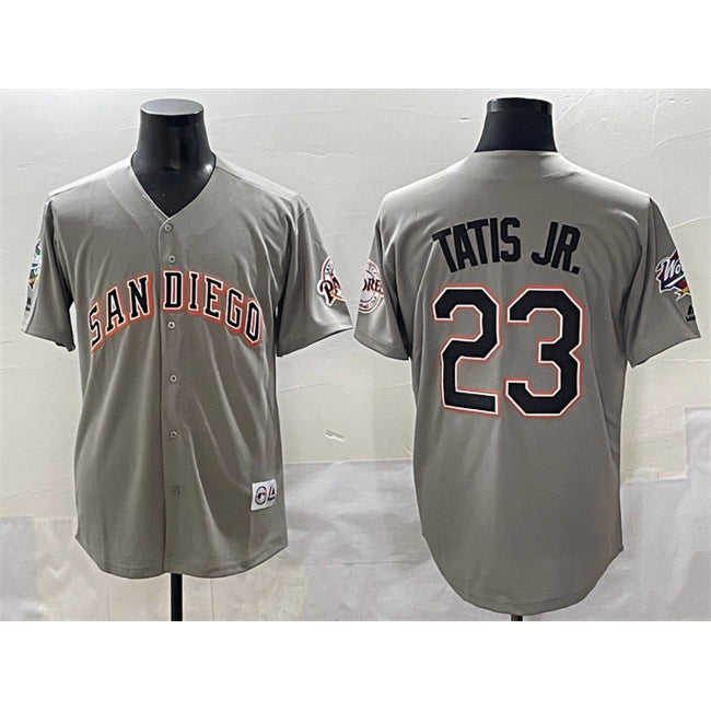 San Diego Padres #23 Fernando Tatis Jr. Gray HOLBERT Fashion Throwback With Patch Cool Base Stitched Jersey