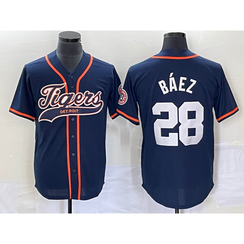 Detroit Tigers #28 Javier B¨¢ez Navy HOLBERT Cool Base Stitched Jersey