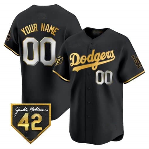 Custom Los Angeles Dodgers 2024 Jackie Robinson Patch Vapor Premier Limited Jersey ¨C All Stitched-Black HOLBERT