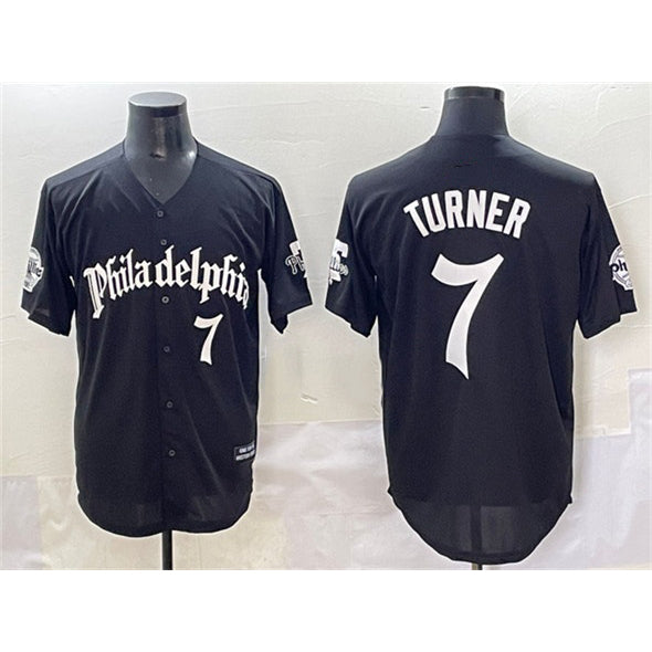 Philadelphia Phillies #7 Trea Turner Black HOLBERT Gothic Vapor Limited Stitched Jersey