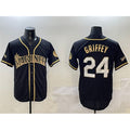 Seattle Mariners #24 Ken Griffey Jr. Black Gold HOLBERT Cool Base Stitched Jersey