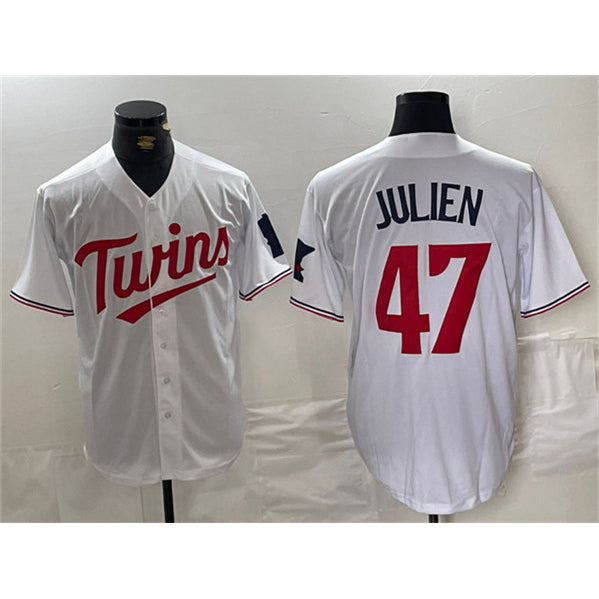 Minnesota Twins #47 Edouard Julien White HOLBERT Cool Base Stitched Jerseys