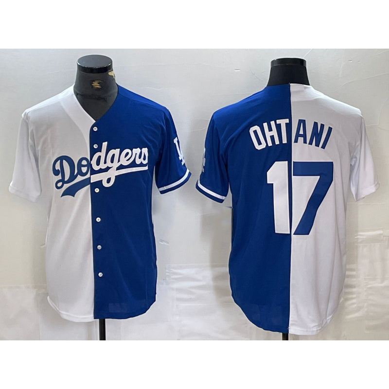 Los Angeles Dodgers #17 Shohei Ohtani White Blue HOLBERT Two Tone Stitched Jerseys