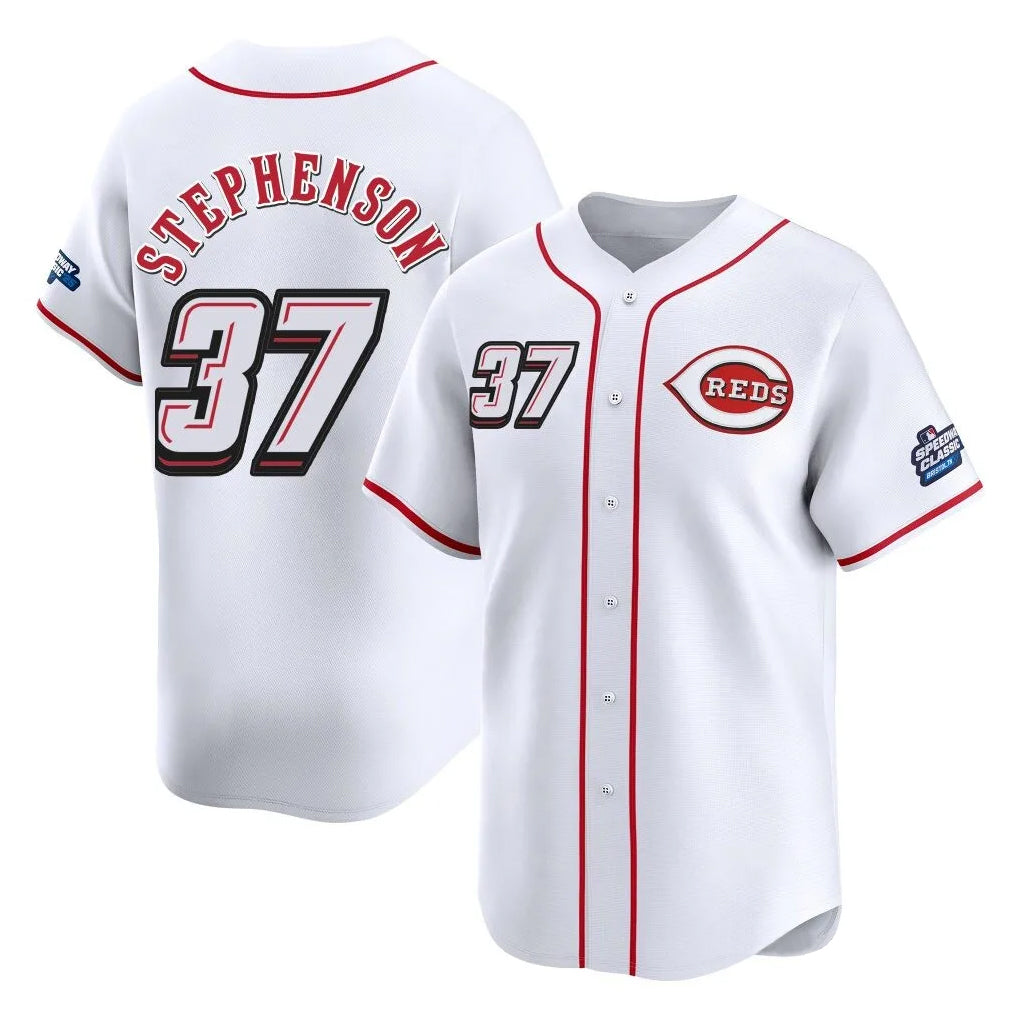 Cincinnati Reds #37 Tyler Stephenson Player White HOLBERT Speedway Classic Home Limited Stitched Jerseys