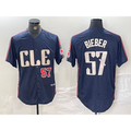 Cleveland Guardians #57 Shane Bieber Number Navy HOLBERT 2024 City Connect Limited Stitched Jerseys