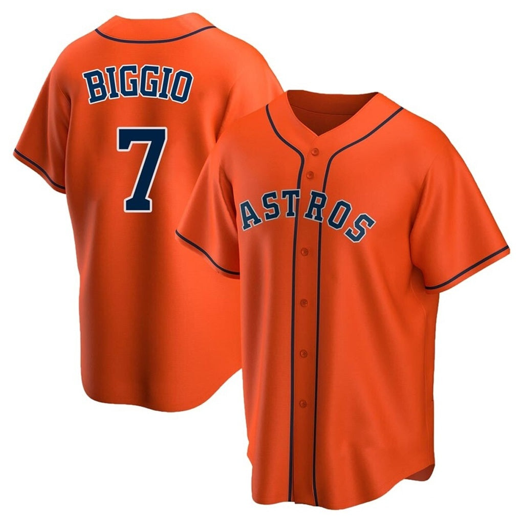 Houston Astros #7 Craig Biggio Player Orange HOLBERT Home Game Stitched Jerseys
