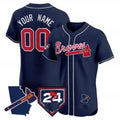 Custom Atlanta Braves 2024 Spring Training & Georgia Patch Vapor Premier Elite Jersey ¨CNavy HOLBERT