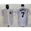 New York Yankees #7 Mickey Mantle Name White HOLBERT With Patch 2024 Cool Base Stitched Jersey