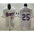 Texas Rangers #25 Jose Leclerc Number White HOLBERT 2024 Gold Collection Limited Cool Base Jersey 2