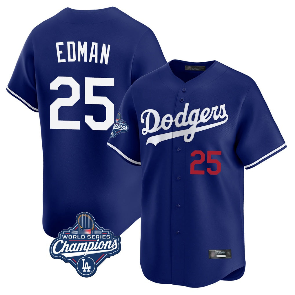 Los Angeles Dodgers #25 Tommy Edman Player Royal HOLBERT World Series Meet Limited Home Stitched Jerseys