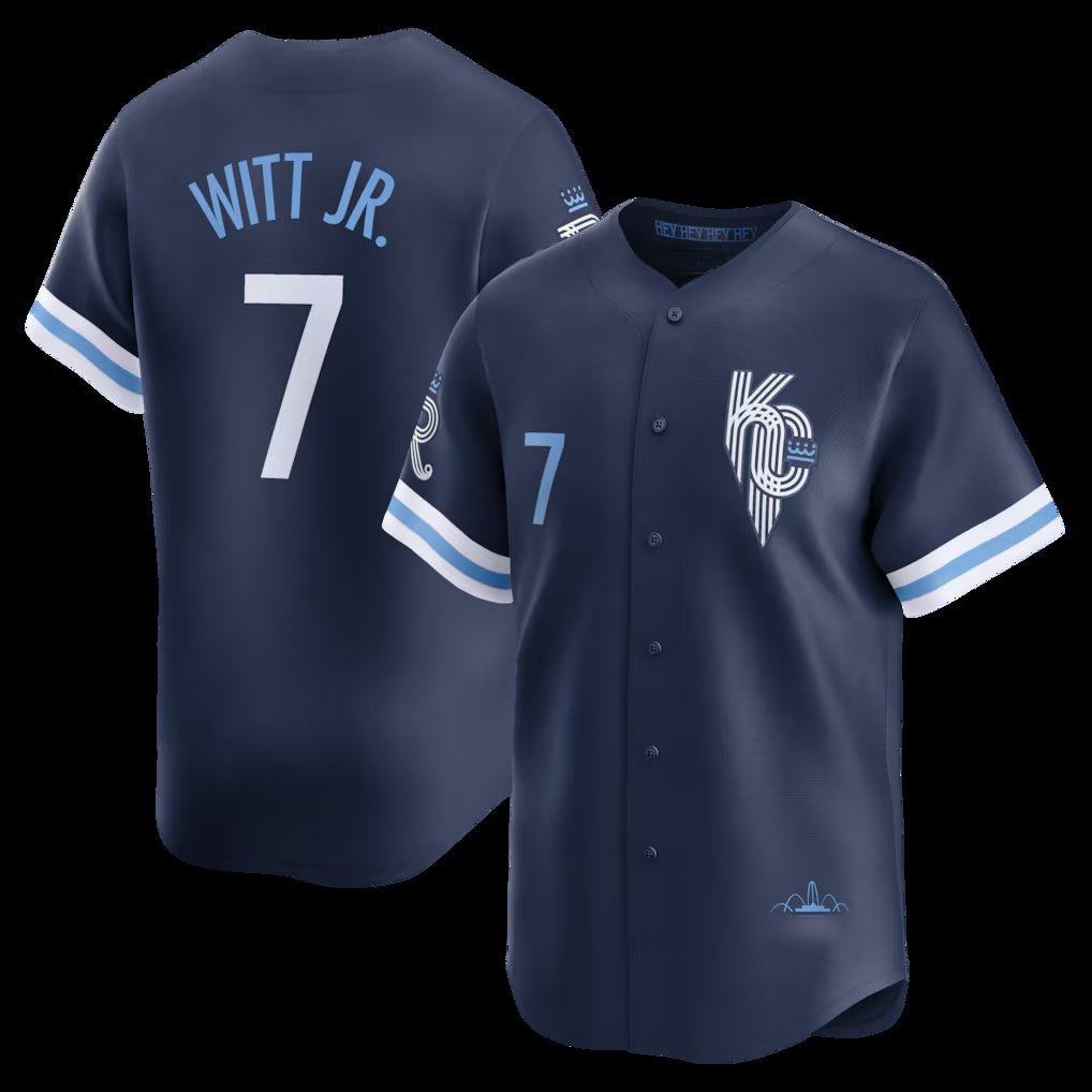 Kansas City Royals #7 Bobby Witt Jr.Navy HOLBERT City Connect Limited Player Jersey