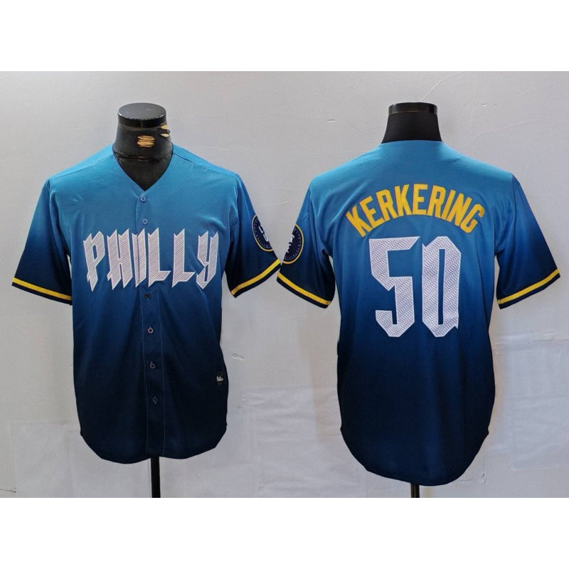 Philadelphia Phillies #50 Orion Kerkering Blue HOLBERT 2024 City Connect Limited Stitched Jersey