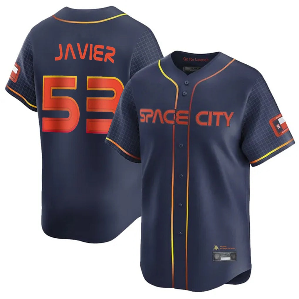 Houston Astros #53 Cristian Javier Player Navy HOLBERT City Connect Home Limited Stitched Jerseys