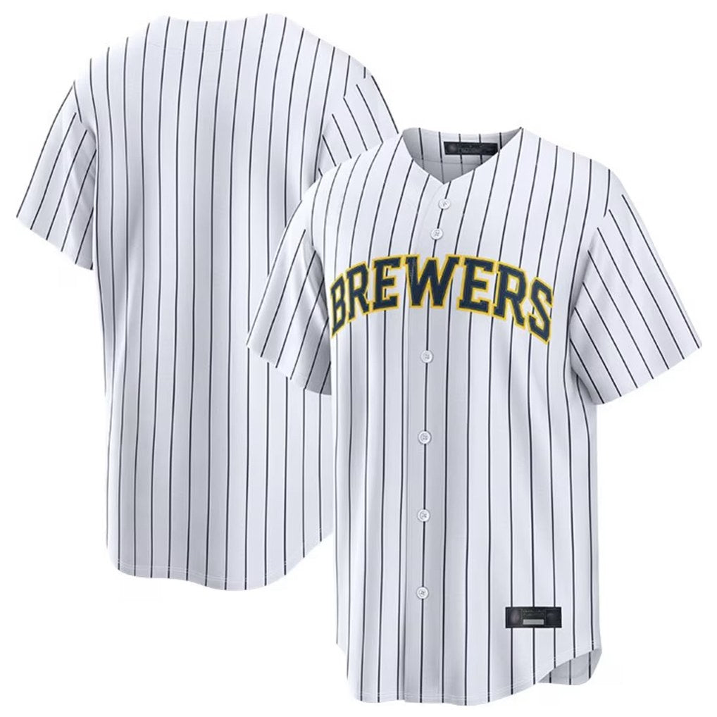 Milwaukee Brewers Blank Player White HOLBERT Stripes Home Limited Stitched Jerseys