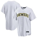 Milwaukee Brewers Blank Player White HOLBERT Stripes Home Limited Stitched Jerseys