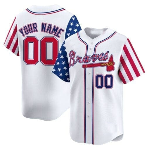 Custom Atlanta Braves White HOLBERT 2024 Independence Day Vapor Premier Limited Jersey ¨C All Stitched
