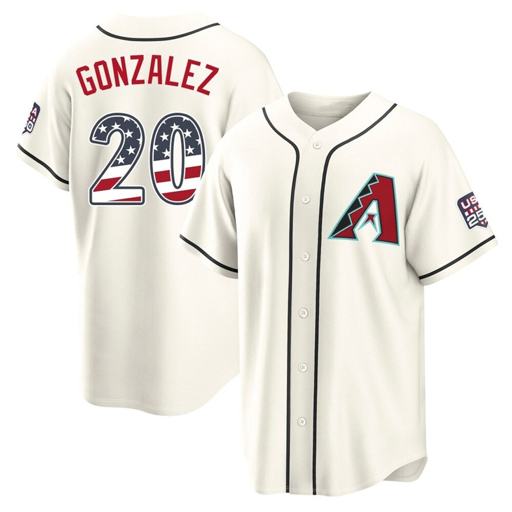 Arizona Diamondbacks #20 Luis Gonzalez Player Cream HOLBERT USA 250 Fourth of July Home Game Stitched Jerseys