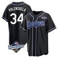 Los Angeles Dodgers #34 Fernando Valenzuela Player Black HOLBERT World Series Carbon Limited Home Stitched Jerseys