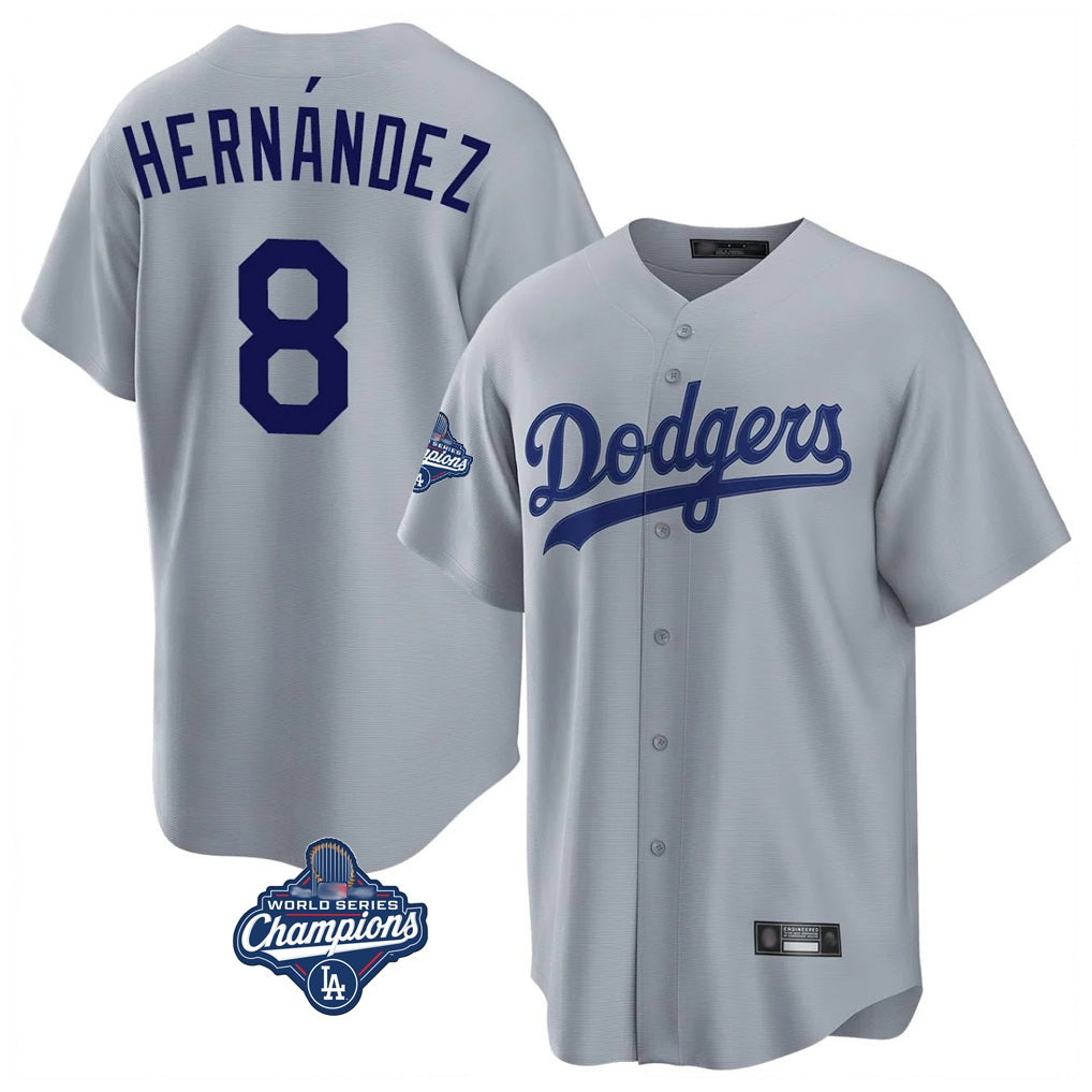 Los Angeles Dodgers #8 Enrique Hern¨¢ndez Player Gray HOLBERT World Series Meet Game Stitched Jerseys