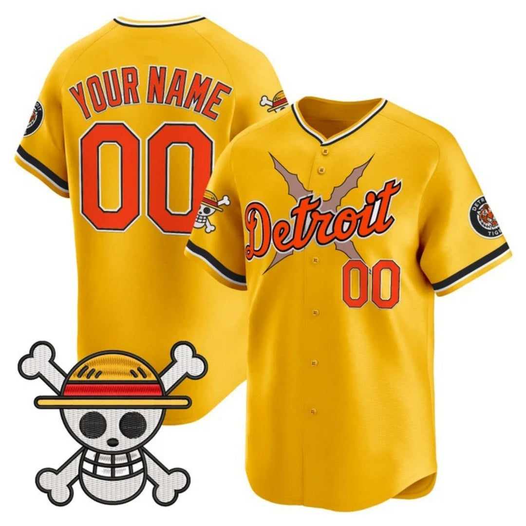 Custom Detroit Tigers x One Piece Gold HOLBERT Vapor Premier Limited Jersey - Stitched