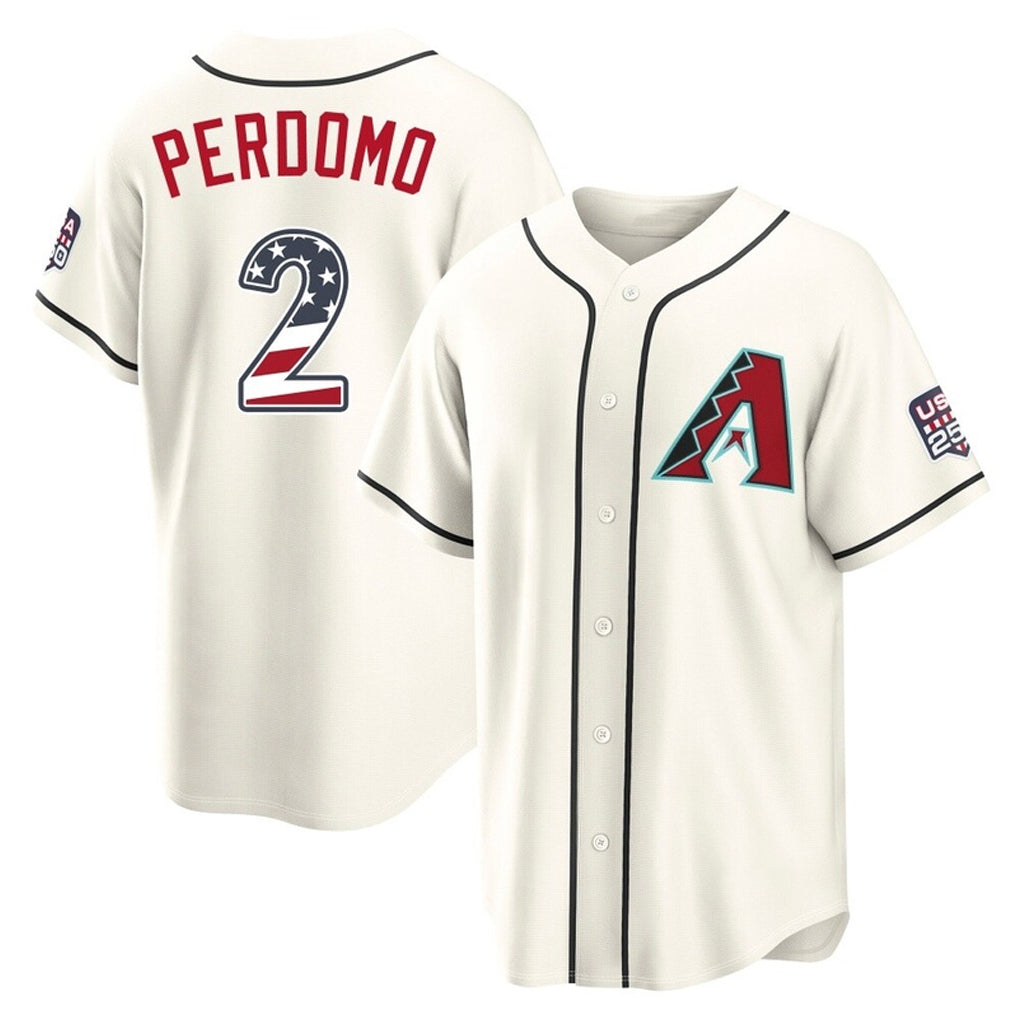 Arizona Diamondbacks #2 Geraldo Perdomo Player Cream HOLBERT USA 250 Fourth of July Home Game Stitched Jerseys