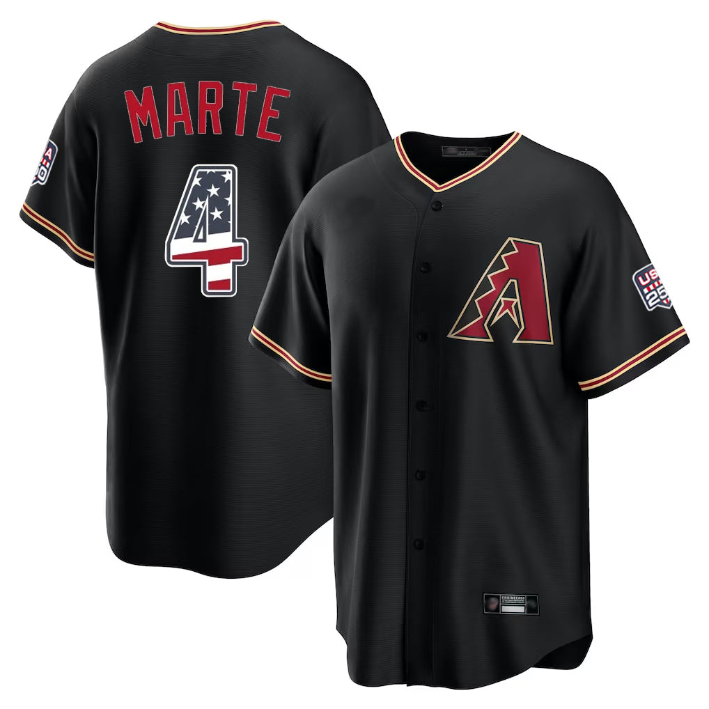Arizona Diamondbacks #4 Ketel Marte Player Black HOLBERT USA 250 Fourth of July Game Home Stitched Jerseys