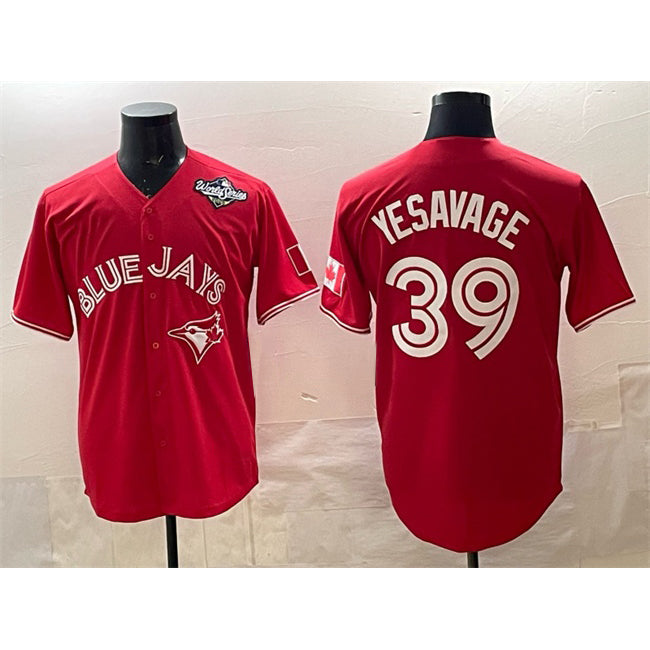 Toronto Blue Jays #39 Trey Yesavage Red HOLBERT 2025 World Series Cool Base Stitched Jersey