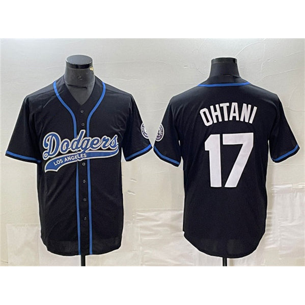 Los Angeles Dodgers #17 Shohei Ohtani Black HOLBERT Cool Base With Patch Stitched Jersey 2