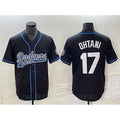 Los Angeles Dodgers #17 Shohei Ohtani Black HOLBERT Cool Base With Patch Stitched Jersey 2
