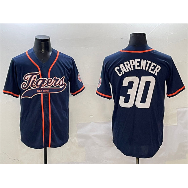 Detroit Tigers #30 Kerry Carpenter Navy HOLBERT With Patch Cool Base Stitched Jersey