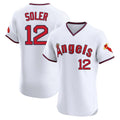 Los Angeles Angels #12 Jorge Soler Player White HOLBERT T-shirt Home Limited Elite Stitched Jerseys