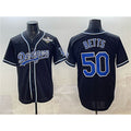 Los Angeles Dodgers #50 Mookie Betts Black HOLBERT Fashion 2025 World Series Cool Base Stitched Jersey